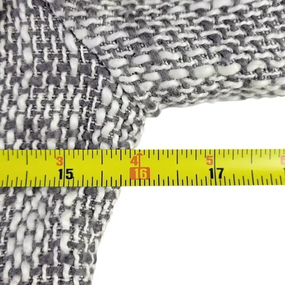Joie Blazer Size S Gray White Tweed Zip Front Sleeve Fringe Trim Zipper Cuffs